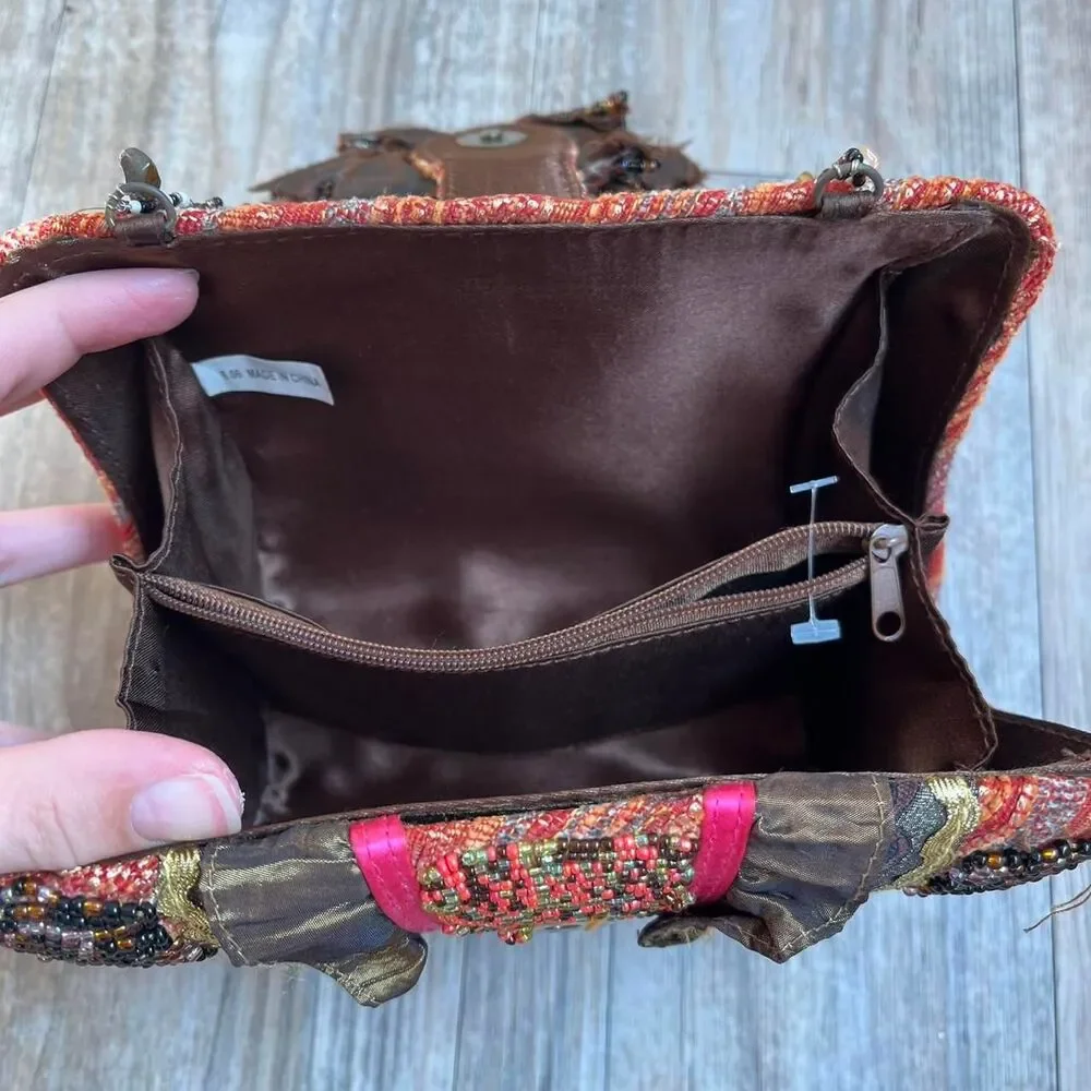 Bag Beaded Clutch Women's Multi Color Boho Tapestry